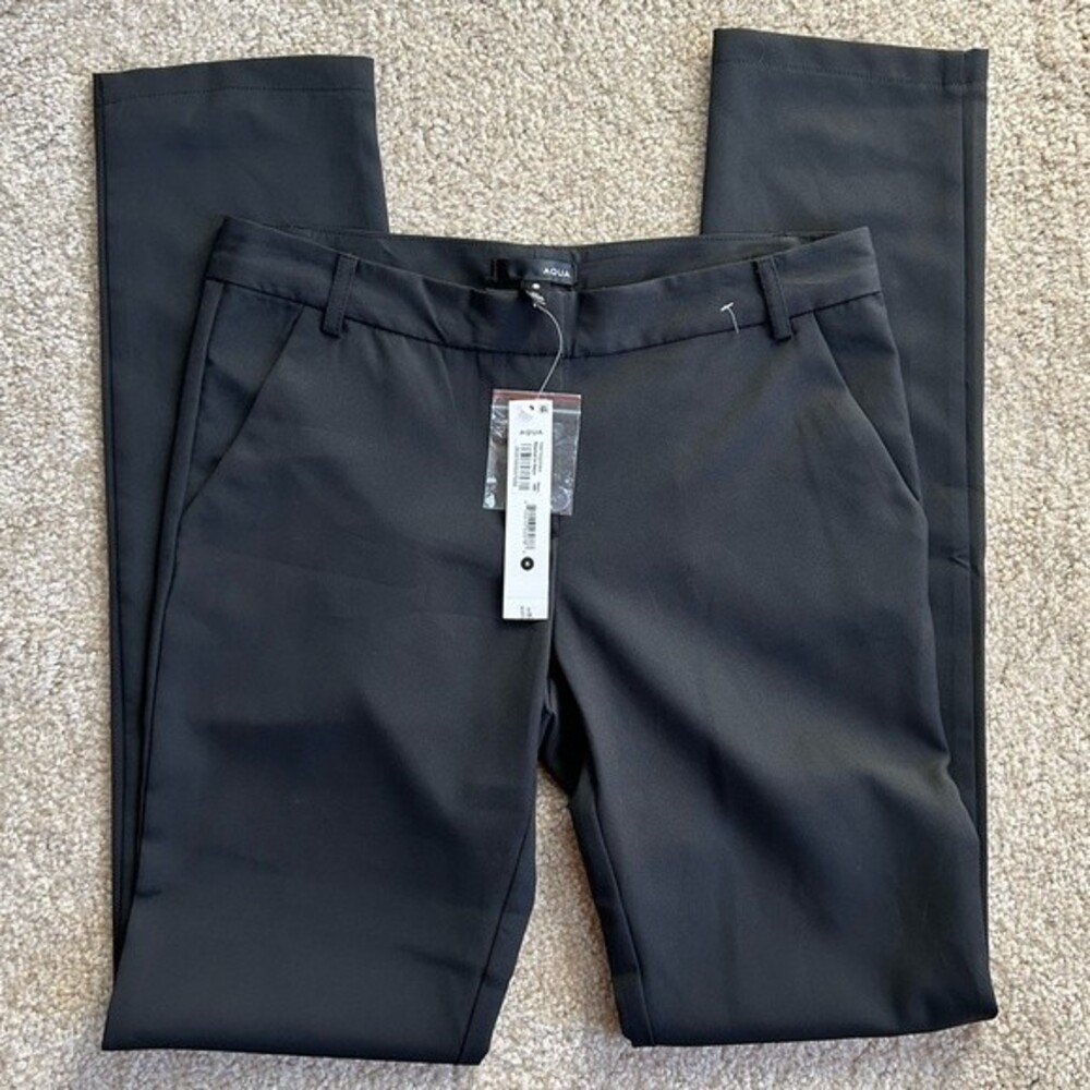 Aqua Classic Black Mid Rise Slim Fit Trousers Size Small